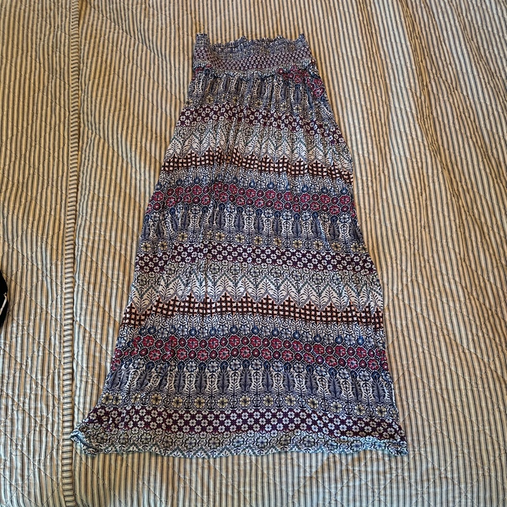 Motherhood Maternity Boho Maxi Skirt – Smocked Waist, Floral Print (Size Small)